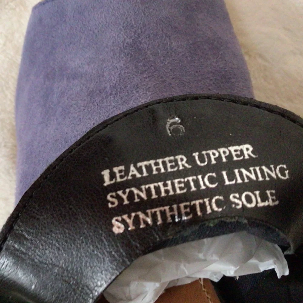 Fabianelli Italy Lavender Suede Peep Toe Block Heel Shoes Womens 6 - Picture 7 of 9